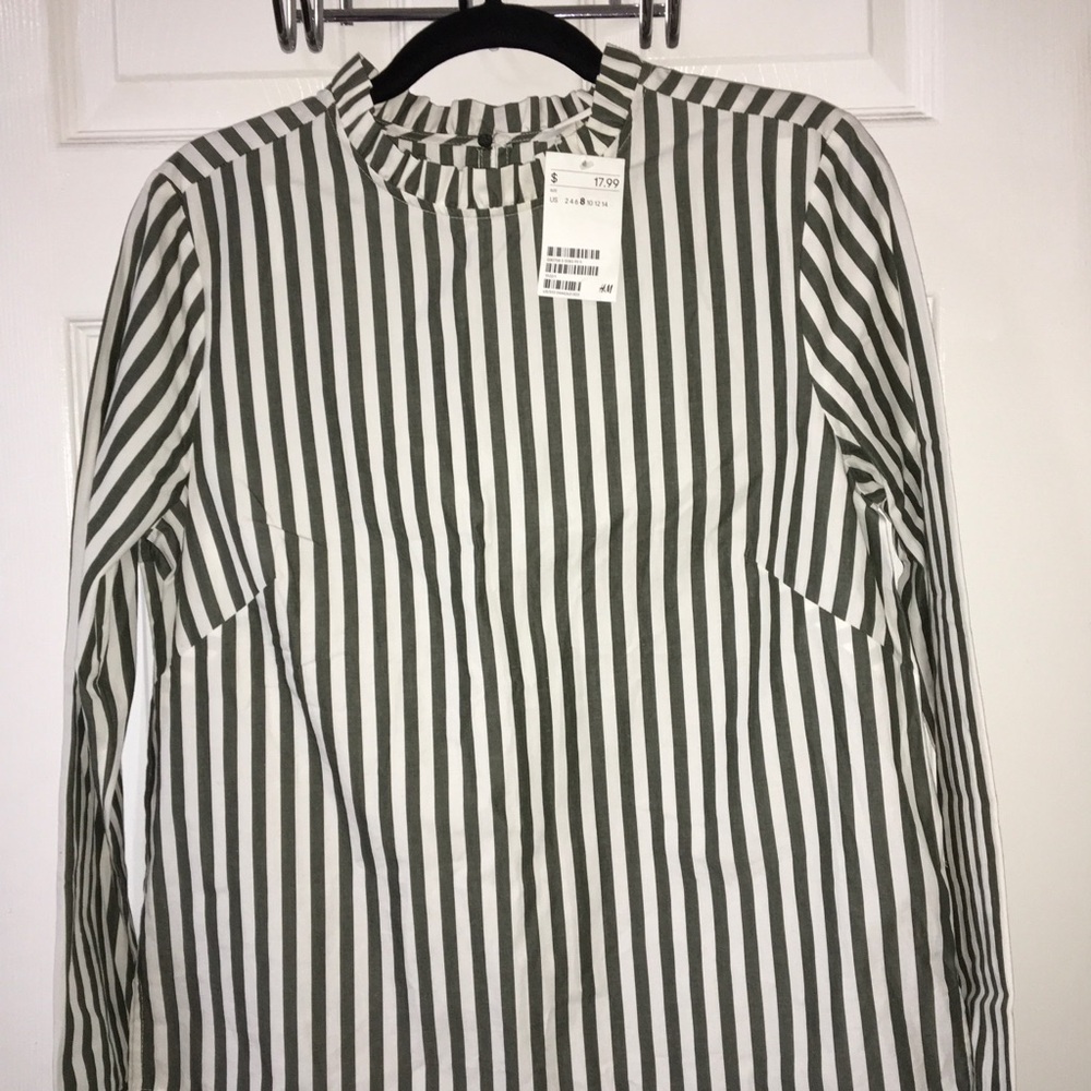 Striped Green and White Women's Top